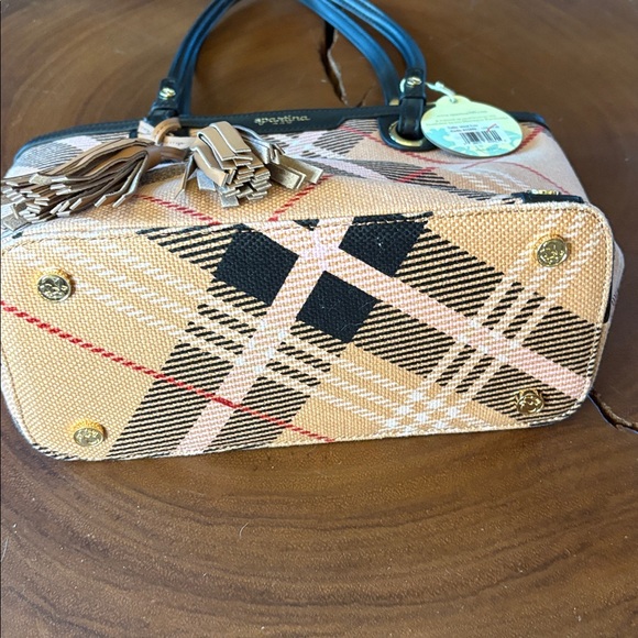 NWT Spartina 449 Telfair Island Tote Wallet Set Plaid Canvas Tassel Bag Coastal - Picture 5 of 11